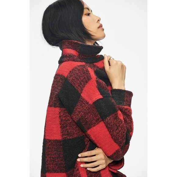 NWT Anine Bing Bobbi Wool Shacket Flannel Jacket Buffalo Check Red XS - Picture 3 of 13